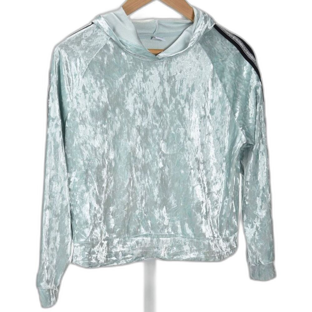 Lindex Kids Soft Green Crushed Velour Hoodie Size 10